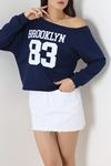 Kadın Oysho Baskılı Sweatshirt Lacivert