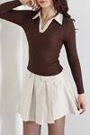 Kadın Polo Yaka Ottomon Body Kahve