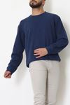 Bisiklet Yaka Selanik Kumaş Erkek Sweat Lacivert