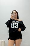 Kadın Oysho Baskılı Sweatshirt Siyah