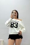 Kadın Oysho Baskılı Sweatshirt Beyaz