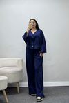Kadın Modal Uzun Kol Yelekli Takım Lacivert