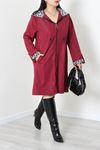 Kadın Büyük Beden Astarsız Bel Lastikli Trençkot Bordo