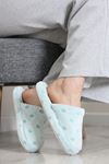 Peluş Desenli Kadın Ev Terliği Suyeşili