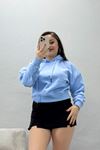 Kadın 3 İplik Kapşonlu Crop Sweat Bebemavi