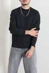 Bisiklet Yaka Uzun Kol Erkek Sweatshirt Siyah