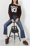 Kadın Oysho Baskılı Sweatshirt Kahve