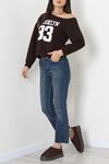 Kadın Oysho Baskılı Sweatshirt Kahve