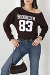 Kadın Oysho Baskılı Sweatshirt Kahve
