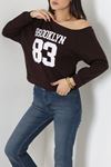 Kadın Oysho Baskılı Sweatshirt Kahve