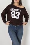Kadın Oysho Baskılı Sweatshirt Kahve