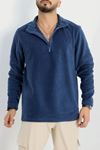 Yarım Fermuar Erkek Polar Sweat İndigo