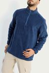 Yarım Fermuar Erkek Polar Sweat İndigo