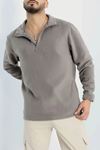 Yarım Fermuar Erkek Polar Sweat Füme