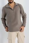 Yarım Fermuar Erkek Polar Sweat Füme