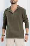 Yarım Fermuar Erkek Polar Sweat Haki