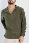 Yarım Fermuar Erkek Polar Sweat Haki