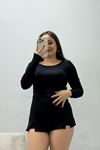 Kadın Buzzy Kumaş Sırt Dekolteli Body Siyah
