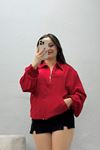 Kadın Dokuma Dabıl Stoperli Ceket Kırmızı