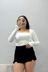 Kadın Dalgıç U Yaka Uzun Kol Body Ekru