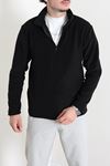 Yarım Fermuarlı Polar Erkek Sweat Siyah