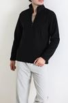 Yarım Fermuarlı Polar Erkek Sweat Siyah