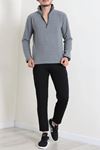 Yarım Fermuarlı Polar Erkek Sweat Füme