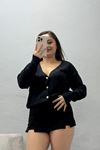 Kadın Düğmeli Triko Hırka Siyah