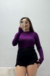 Kadın Dik Yaka Parmak Geçmeli Viskon Body Açıkmor