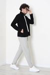 Polar Tam Fermuarlı 3 Cepli Erkek Outdoor Sweat Siyah