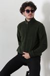 Polar Fleto Cepli Fermuarlı Erkek Sweat Haki