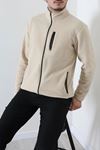 Polar Tam Fermuarlı 3 Cepli Erkek Outdoor Sweat Bej