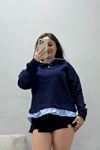 Kadın 3 İplik Şardonlu Gömlek Detay Sweat Lacibebemavi