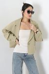 Kadın Tek Düğme Balon Kol Blazer Ceket Açıkhaki