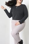 Kadın Yün Viskon Omuz Boncuk Detay Büyük Beden Bluz Antrasit