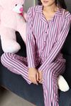 Kadın Süet Düğmeli Pijama Takımı Pembefüme