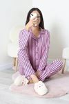 Kadın Süet Düğmeli Pijama Takımı Pembefüme