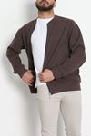 Fermuarlı Selanik Kumaş Erkek Sweat Kahve