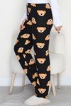 Kadın Desenli Süet Pijama Altı Siyahayı