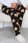 Kadın Desenli Süet Pijama Altı Siyahayı