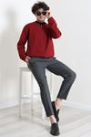 Fermuarlı Selanik Kumaş Erkek Sweat Bordo