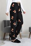 Kadın Desenli Süet Pijama Altı Siyahkırmızı