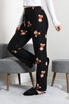 Kadın Desenli Süet Pijama Altı Siyahkırmızı