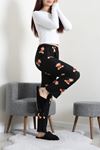 Kadın Desenli Süet Pijama Altı Siyahkırmızı