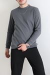 Selanik Yarım Boğazlı Erkek Sweat Füme