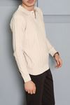 Polo Yaka Düğmeli Düz Erkek Triko Taş