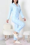 Kadın Süet Düğmeli Pijama Takımı Bebemavi