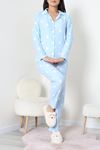 Kadın Süet Düğmeli Pijama Takımı Bebemavi