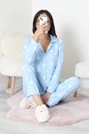 Kadın Süet Düğmeli Pijama Takımı Bebemavi
