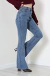 Kadın Likralı İspanyol Kot Pantolon Ortamavi